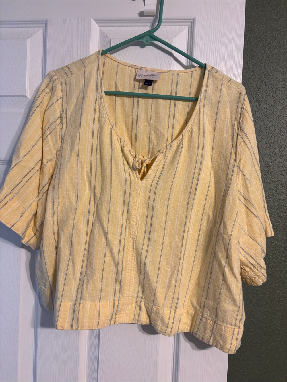 Universal Thread Yellow Striped Tie-Front Crop Top
